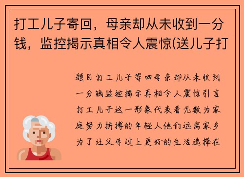 打工儿子寄回，母亲却从未收到一分钱，监控揭示真相令人震惊(送儿子打工心情说说)
