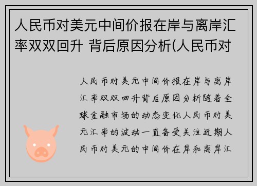 人民币对美元中间价报在岸与离岸汇率双双回升 背后原因分析(人民币对美元汇率中间价跌)
