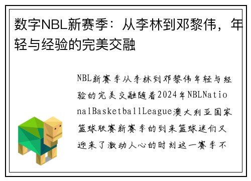 数字NBL新赛季：从李林到邓黎伟，年轻与经验的完美交融